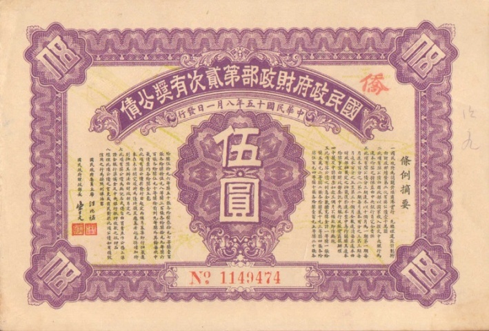 Заем выигрышный 1926 год - Китай
