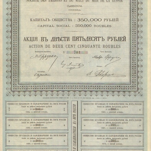 Общество крахмало и солодоварения на юге России   1881 год
