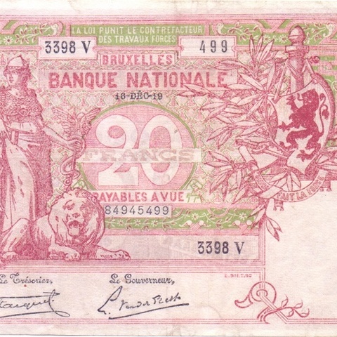 20 франков, эмиссия 1919 года