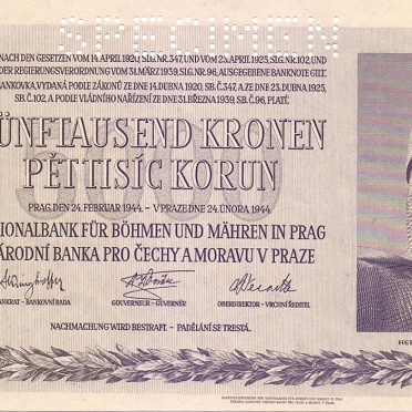5000 крон 1944 год - образец