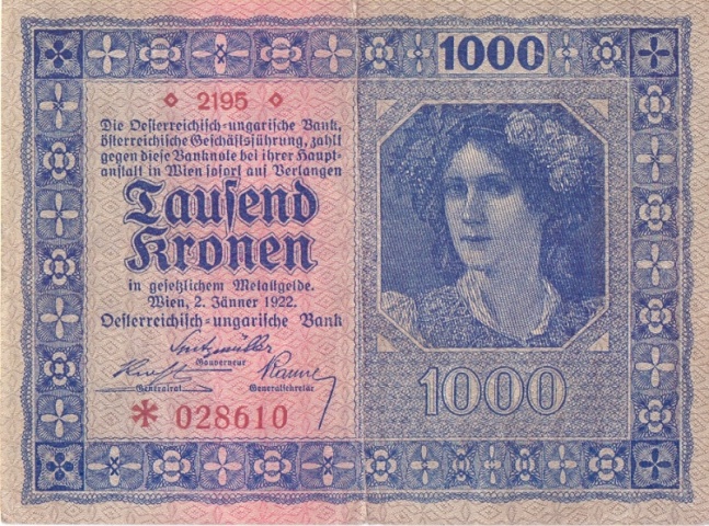 1000 крон 1922 год