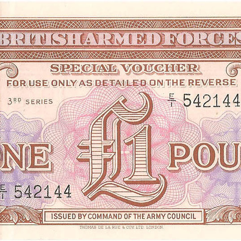 Ваучер британских вооруженных сил. 1 фунт, 3-я серия 1956 год