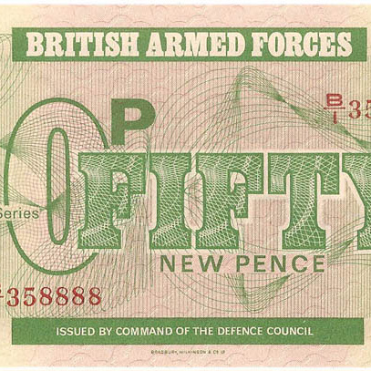 Ваучер британских вооруженных сил. 50 пенсов, 6-я серия 1972 год