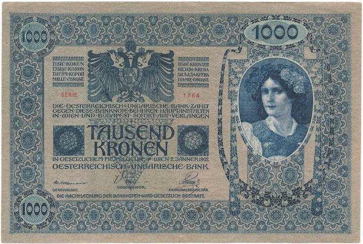 1000 крон, 1902 год (печать DEUTSCHOSTERREICH)