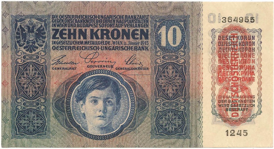 10 крон, 1915 год (печать DEUTSCHOSTERREICH)