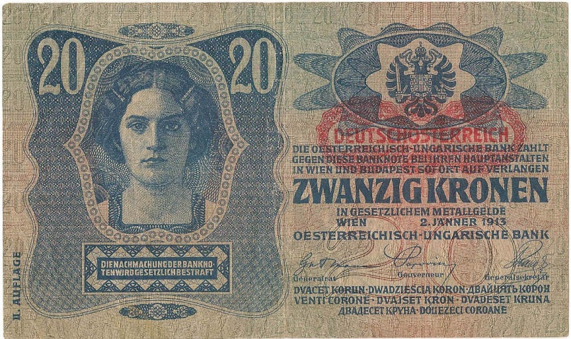 20 крон, 1913 год (печать DEUTSCHOSTERREICH)