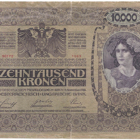 10000 крон, 1918 год (печать DEUTSCHOSTERREICH)