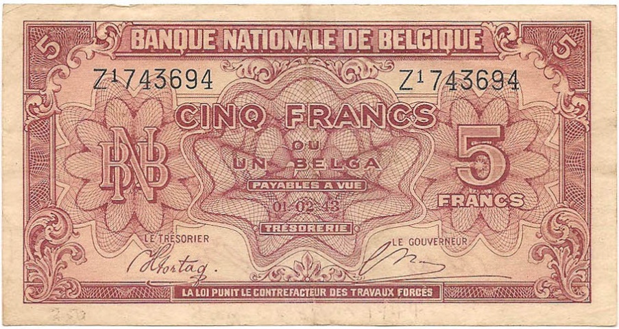 5 франков, эмиссия 1943-1945 годов