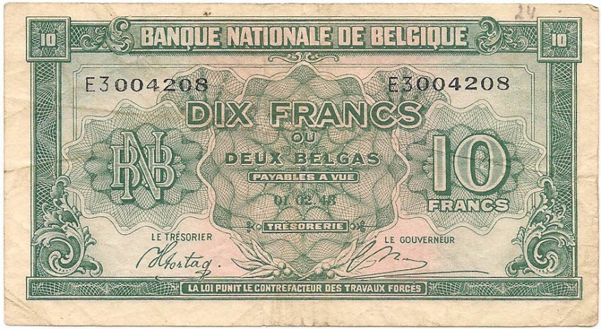 10 франков, эмиссия 1943-1945 годов