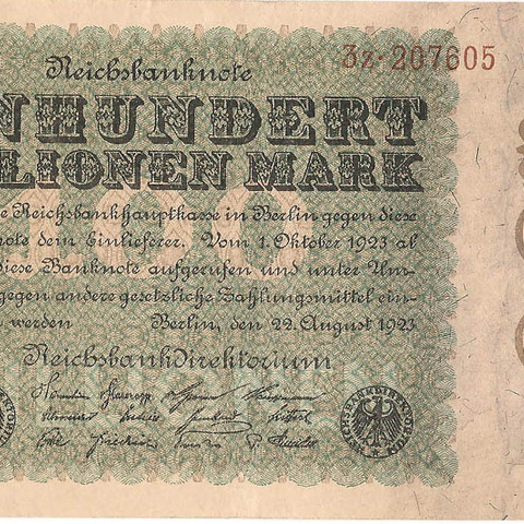 100 миллионов марок, 1923 год