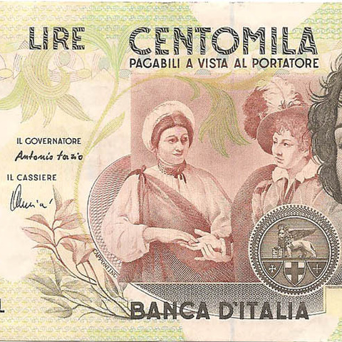 100000 лир, выпуск 1994-1998 гг. (Fazio/Amici)