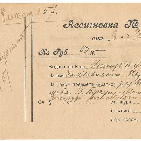 Ассигновка (№ 463). 1919 год