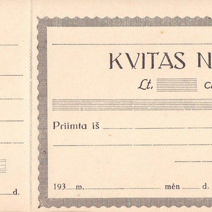 Квитанция, Литва, 193__год