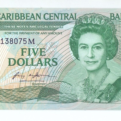 5 долларов, 1985-1988 годы - Монсеррат UNC