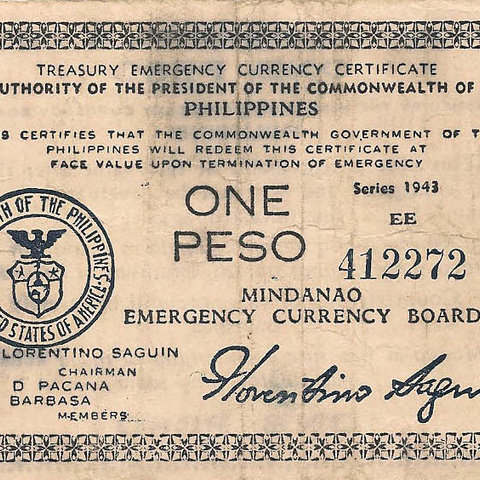 Провинция Минданао. Сертификат в 1 песо