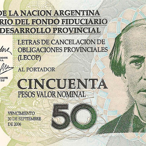 Аргентина, государственная облигация на 50 песо, 2006 год