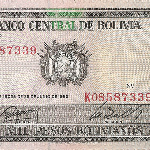 1000 боливийских песо, 1982 год