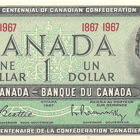 1 доллар, 1967 год Юбилейная.