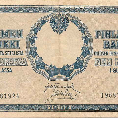 5 марок золотом, 1909 год