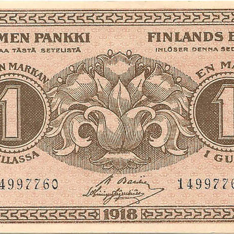 1 марка, 1918 год (длинный номер) UNC