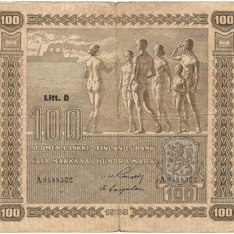 100 марок, 1939 год (Litt.D, иные подписи)