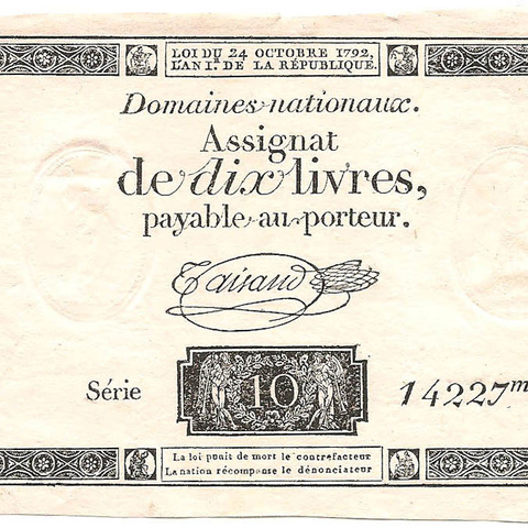 10 ливров, 1792 год