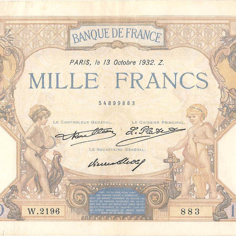 1000 франков, 1932 год (Roulleau/L.Platet)