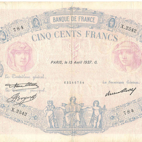 500 франков, 1937 год (Roulleau/J.Boyer)
