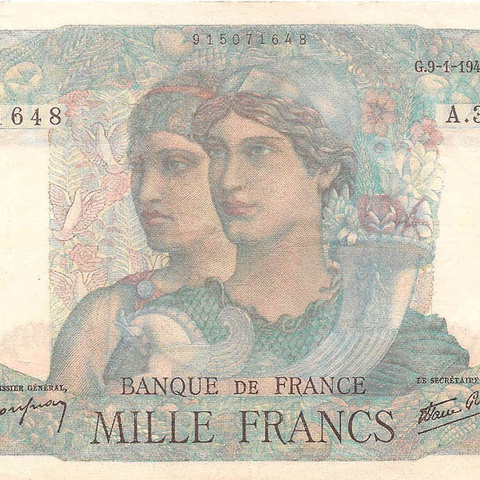 1000 франков, 1947 год (J.Belin/Rousseau/R.Favre-Gilly)
