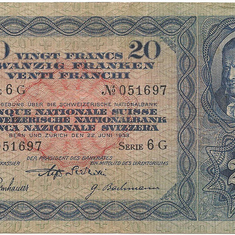 20 франков, 1933 год