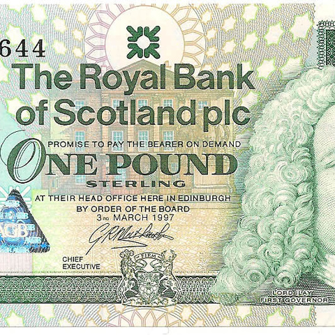 1 фунт, 1997 год, памятная банкнота - Грэхем Белл UNC