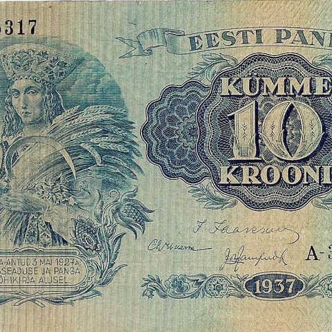 10 крон, 1937 год