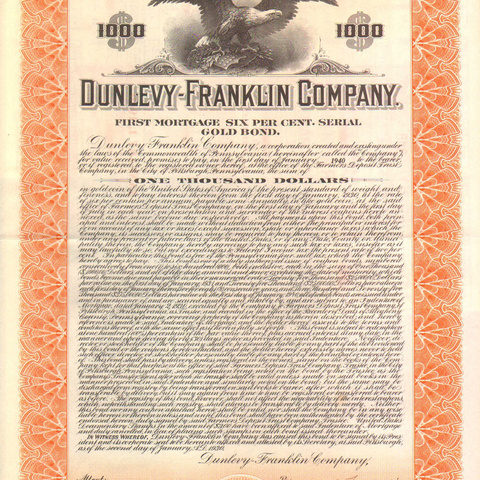 Облигация Донли-Франклин компании, 1930 год - США