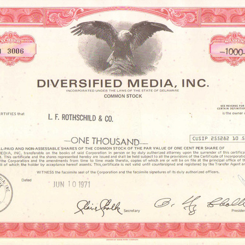 Акция Корпорации СМИ, 1971 год - США