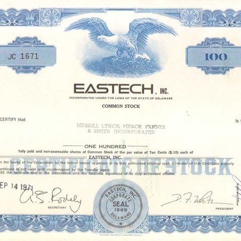 Акция EAS техологий, 1971 год - США