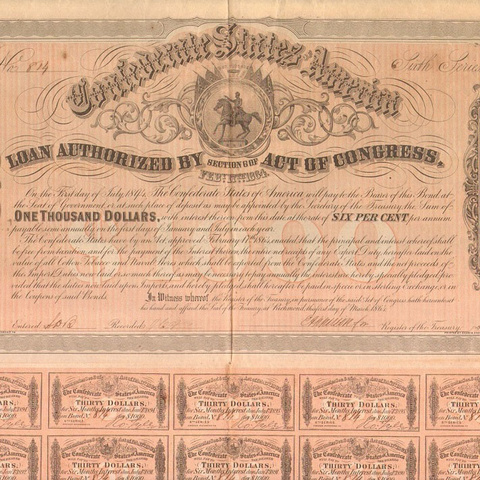 Заем Конфедерации 1864 год (1000 долларов) - США