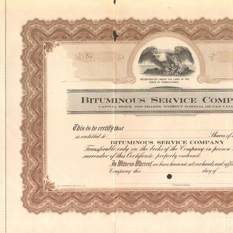 Акции Битумной сервисной компании 1900-е годы - США