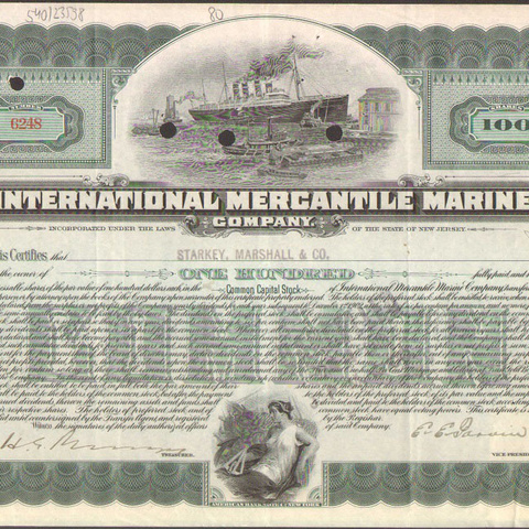 Акции Компании международного торгового флота 1917 год - США