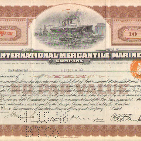 Акции Компании международного торгового флота 1936 год - США
