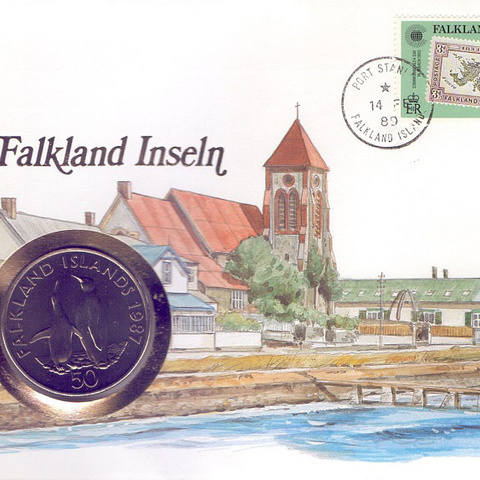 Фолклендские Острова - 50 пенсов, 1987 год