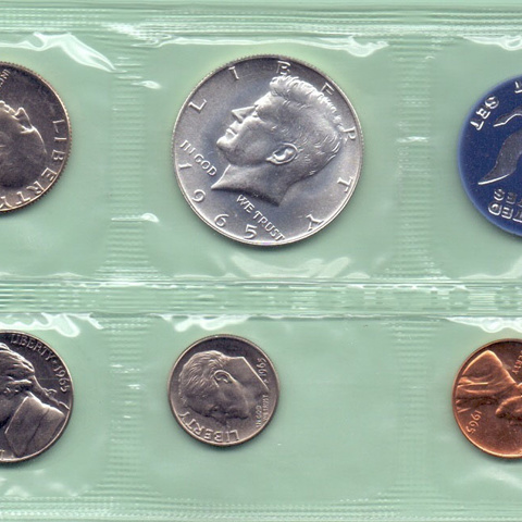 США, набор из 5 монет, 1965 год