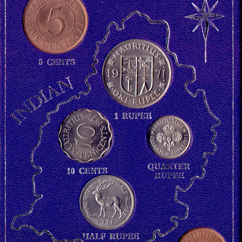 Маврикий - набор разменных монет,  1971 год