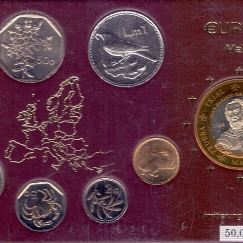 Мальта - Набор монет и 1 Евро (образец), 2004 год