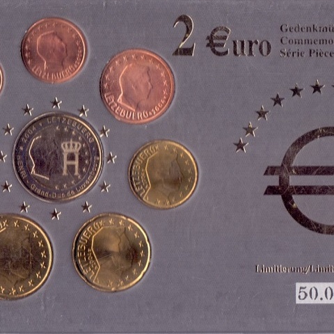Люксембург - Набор евро, 2004 год Монограмма Великого герцога Люксембурга Анри