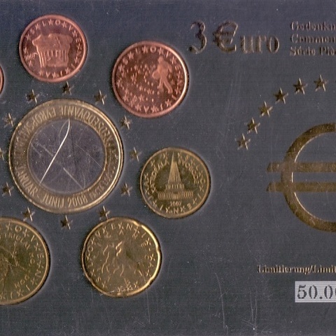 Словения - Набор евро (3 евро - Председательство Словении в ЕС), 2008 год