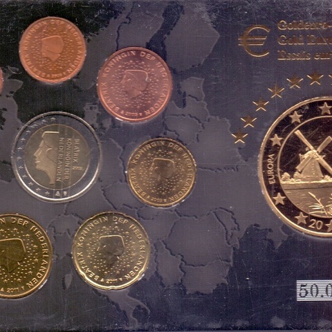 Нидерланды - Набор евро, 2003-2011 гг. (жетон 100 евро - образец)