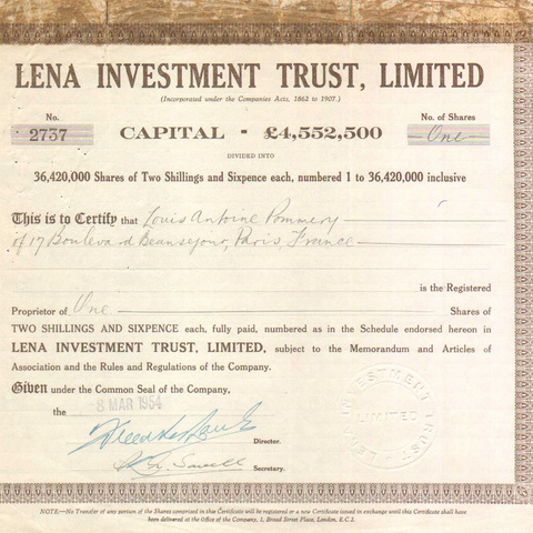 Инвестиционная компания Лена. 1907 год.