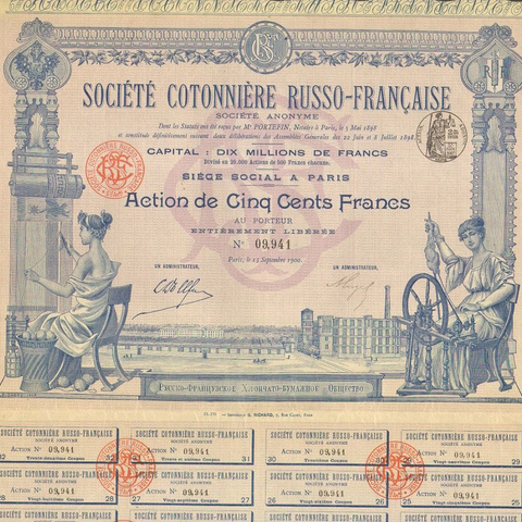 АО Русско-французское хлопчатобумажное производства, 1900 год - 2