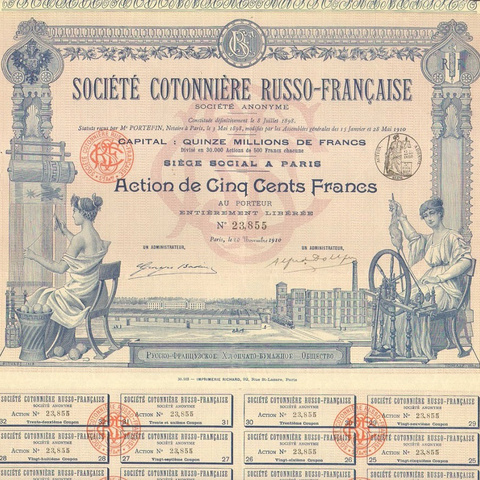 АО Русско-французское хлопчатобумажное производства, 1910 год
