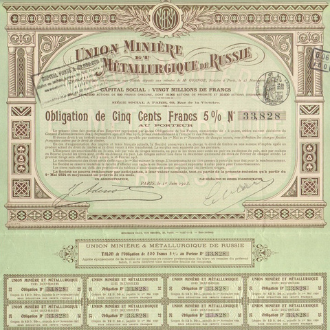 АО Союз горнодобывающих компаний в россии, 1913 год